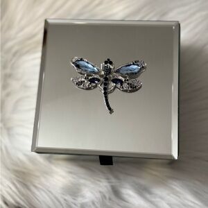 Elegant Silver Jewelry Box with Dragonfly Design